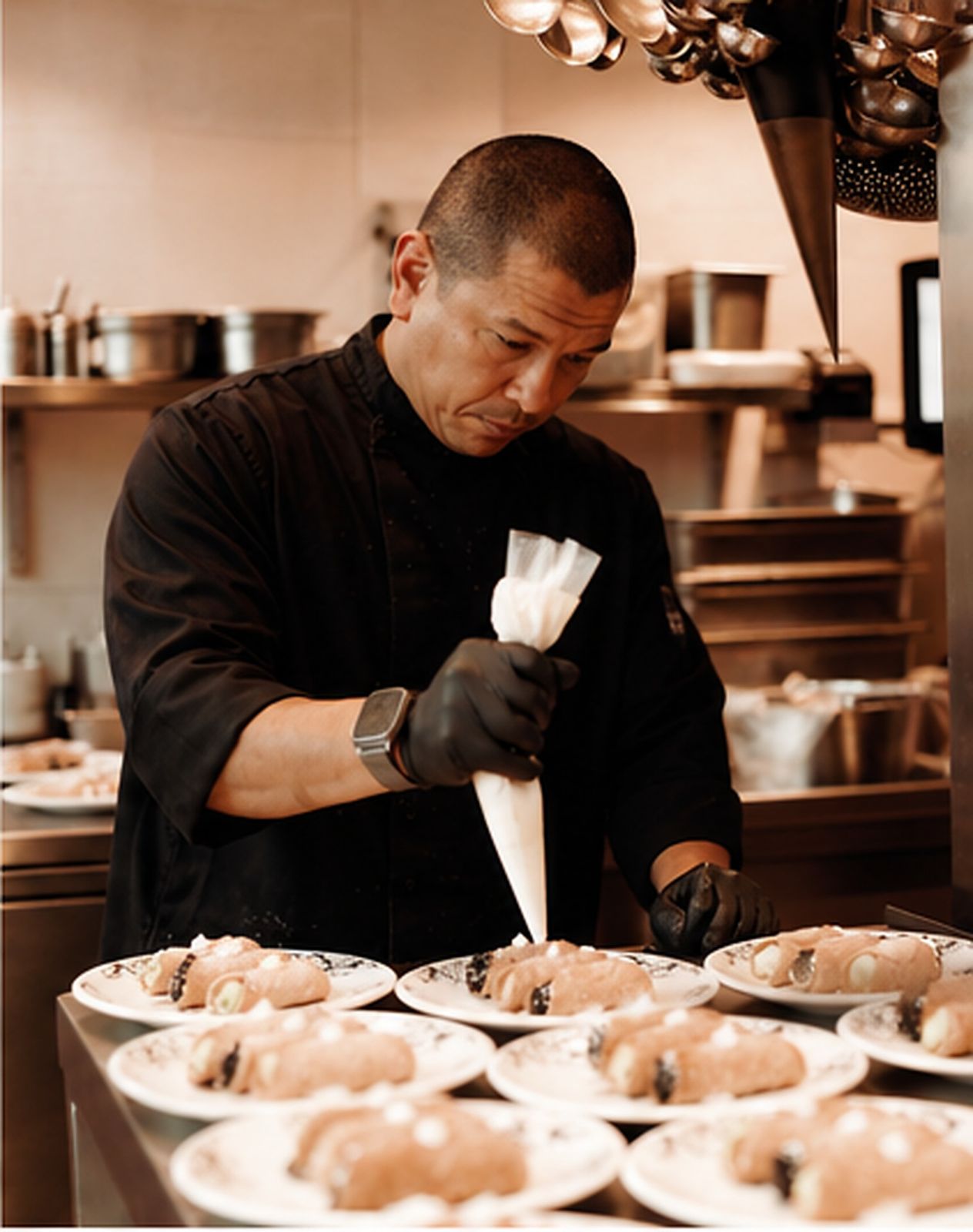 Chef aan het werk in de keuken